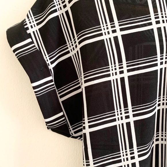 Pink Rose Black Checker Print Short Sleeve Shirt - Picture 3 of 5